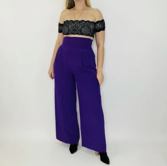 Purple High Rise Trousers